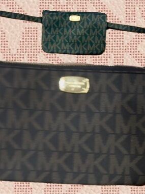 Michael Kors Black MK Logo Crossbody with Gold Plaque